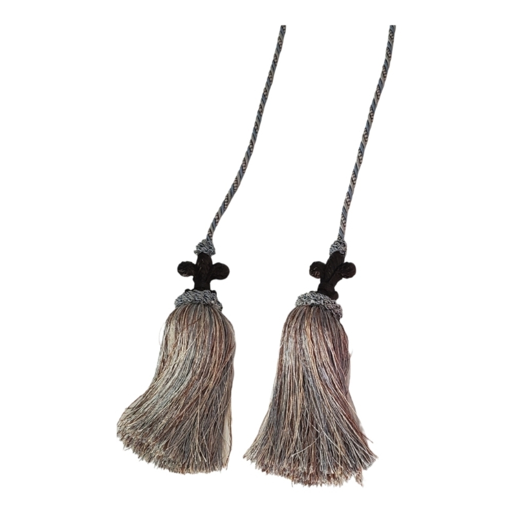 Vintage Single Curtain Tie Back with Blue Long Tassel and Fluer de Les